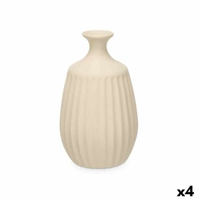 Jarrón Beige Cerámica 19 x 31 x 19 cm (4 Unidades) Rayas de Gift Decor, Jarrones - Ref: S3631960, Precio: 44,89 €, Descuento: %