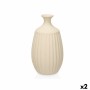 Vase Beige aus Keramik 21 x 39 x 21 cm (2 Stück) Streifen von Gift Decor, Vasen - Ref: S3631964, Preis: 25,33 €, Rabatt: %