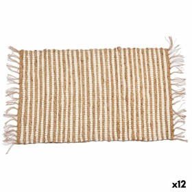 Carpet White Natural Stripes 60 x 1 x 90 cm (12 Units) by Gift Decor, Rugs - Ref: S3631991, Price: 61,41 €, Discount: %