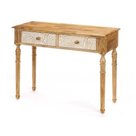 Hall Table with 2 Drawers White Brown Mango wood 98 x 77 x 42 cm Curve by Gift Decor, Tables - Ref: S3632045, Price: 115,62 €...