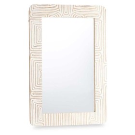 Miroir mural Blanc Marron Bois de manguier Courbe 90 x 60 x 2 cm de Gift Decor, Miroirs muraux - Réf : S3632048, Prix : 49,10...