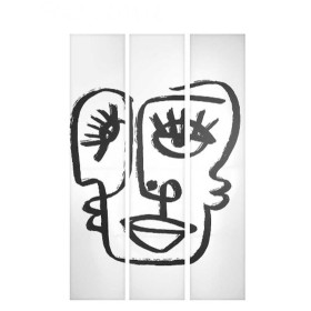 Folding screen White Black Canvas 122 x 2,5 x 180 cm Face by Gift Decor, Panel Screens - Ref: S3632327, Price: 54,27 €, Disco...