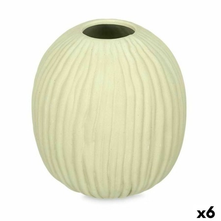 Vase Vert Dolomite 15 x 18 x 15 cm (6 Unités) Sphère Rayures de Gift Decor, Vases - Réf : S3632383, Prix : 44,65 €, Remise : %