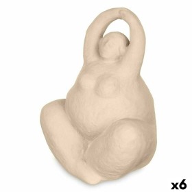 Figura Decorativa Beige Cerámica 14 x 18 x 11 cm (6 Unidades) Mujer Yoga de Gift Decor, Coleccionables - Ref: S3632395, Preci...