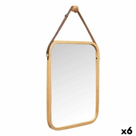 Specchio da parete Naturale Pelle Bambù Rettangolare 34 x 41,5 x 1,5 cm (6 Unità) di Gift Decor, Specchi da parete - Rif: S36...