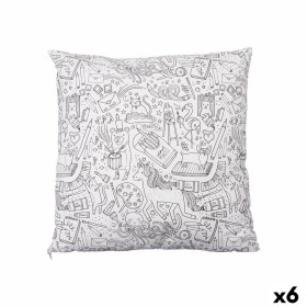 Cushion White Black 43 x 13 x 43 cm For painting (6 Units) by Pincello, Cushions - Ref: S3632475, Price: 43,23 €, Discount: %