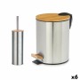 Set de Baño Plateado Bambú Acero Inoxidable Polipropileno 2 Piezas (6 Unidades) de Berilo, Juegos de accesorios de baño - Ref...