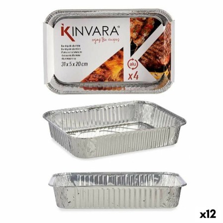 Set of trays Aluminium 31,5 x 20,5 x 5,8 cm 4 Pieces (12 Units) by Kinvara, Disposable moulds - Ref: S3632866, Price: 19,54 €...