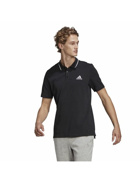 Polo de Manga Curta Homem Adidas Aeroready essentials Preto | Tienda24 Tienda24.eu