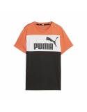 Camiseta de Manga Corta Infantil Puma Ess Block Negro Naranja | Tienda24 Tienda24.eu