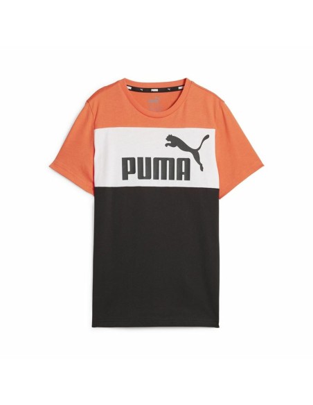 Camiseta de Manga Corta Infantil Puma Ess Block Negro Naranja | Tienda24 Tienda24.eu