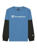 Child's Short Sleeve T-Shirt Champion Two Sleeves Blue | Tienda24 Tienda24.eu