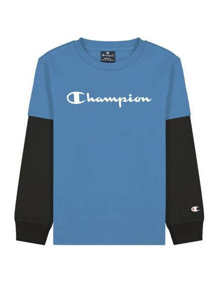 Camisola de Manga Curta Infantil Champion Two Sleeves Azul | Tienda24 Tienda24.eu