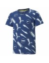 Camisola de Manga Curta Infantil Puma AOP Azul escuro | Tienda24 Tienda24.eu