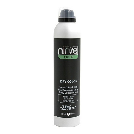 Spray Correcteur de Racines et Cheveux Blancs Green Dry Color Nirvel Green Dry Noir (300 ml) de Nirvel, Coloration semi-perma...