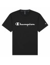 Camisola de Manga Curta Champion Crewneck Script Logo M Preto | Tienda24 Tienda24.eu