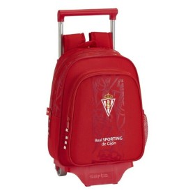 Mochila Escolar com Rodas 705 Real Sporting de Gijón Vermelho de Real Sporting de Gijón, Mochilas infantis - Ref: S4301204, P...