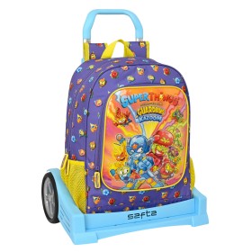 School Rucksack with Wheels SuperThings Guardians of Kazoom Purple Yellow (32 x 42 x 14 cm) by SuperThings, Children's Backpa...