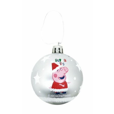 Boule de Noël Peppa Pig Cosy corner Argenté 6 Unités Plastique (Ø 8 cm) | Tienda24 - Global Online Shop Tienda24.eu