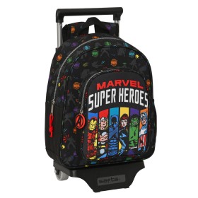 School Rucksack with Wheels The Avengers Super heroes Black (27 x 33 x 10 cm) by The Avengers, Children's Backpacks - Ref: S4...