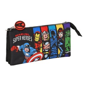 Portatodo Triple The Avengers Super heroes Negro (22 x 12 x 3 cm) de The Avengers, Estuches - Ref: S4307851, Precio: 7,34 €, ...