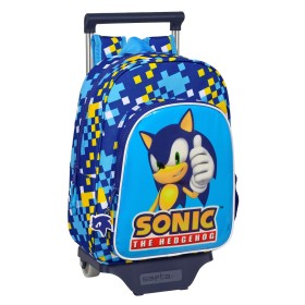 School Rucksack with Wheels Sonic Speed 26 x 34 x 11 cm Blue by Sonic, Children's Backpacks - Ref: S4308527, Price: 15,29 €, ...