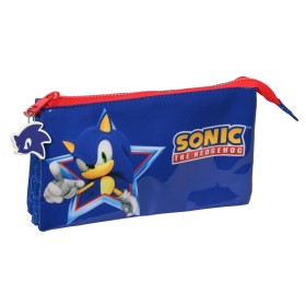 Trousse Fourre-Tout Triple Sonic Let's roll Blue marine 22 x 12 x 3 cm de Sonic, Trousses - Réf : S4308544, Prix : 11,62 €, R...