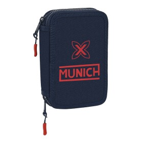 Double Pencil Case Munich Flash Navy Blue 12.5 x 19.5 x 4 cm (28 Pieces) by Munich, Pencil cases - Ref: S4308811, Price: 9,33...