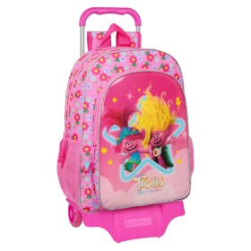 Mochila Escolar com Rodas Trolls Cor de Rosa 33 x 42 x 14 cm de Trolls, Mochilas infantis - Ref: S4309093, Preço: 29,32 €, De...