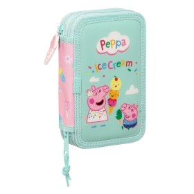 Doppel-Federtasche Peppa Pig Ice cream Rosa Minze 12.5 x 19.5 x 4 cm (28 Stücke) von Peppa Pig, Federmäppchen - Ref: S4309301...