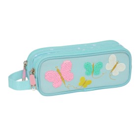 Double Carry-all Moos Butterflies Light Blue 21 x 8 x 6 cm by Moos, Pencil cases - Ref: S4309911, Price: 5,40 €, Discount: %