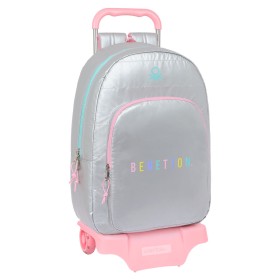 Mochila Escolar con Ruedas Benetton Silver Acolchado Plateado 30 x 46 x 14 cm de Benetton, Mochilas infantiles - Ref: S430992...