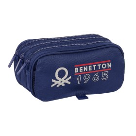 Portatodo Triple Benetton Varsity Gris Azul marino 21,5 x 10 x 8 cm de Benetton, Estuches - Ref: S4310032, Precio: 8,99 €, De...