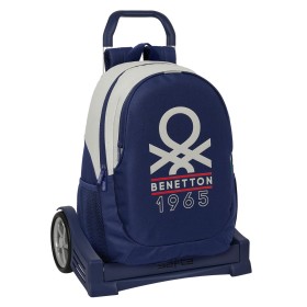 School Rucksack with Wheels Benetton Varsity Grey Navy Blue 32 x 44 x 16 cm by Benetton, Children's Backpacks - Ref: S4310036...