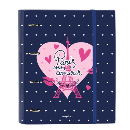 Reliure à anneaux Safta Paris Rose Blue marine 27 x 32 x 3.5 cm de Safta, Classeurs - Réf : S4310105, Prix : 8,08 €, Remise : %