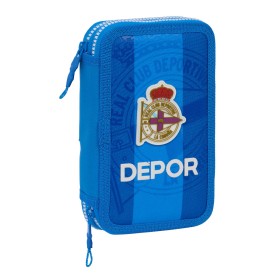 Double Pencil Case R. C. Deportivo de La Coruña Blue 12.5 x 19.5 x 4 cm (28 Pieces) by R. C. Deportivo de La Coruña, Pencil c...