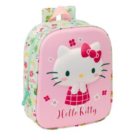 School Bag Hello Kitty Green Pink 22 x 27 x 10 cm 3D by Hello Kitty, Children's Backpacks - Ref: S4310542, Price: 8,07 €, Dis...