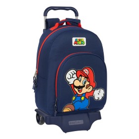 School Rucksack with Wheels Super Mario World Navy Blue 32 x 42 x 15 cm by Super Mario, Children's Backpacks - Ref: S4310721,...