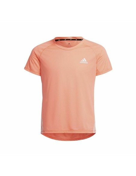 Child's Short Sleeve T-Shirt Adidas Aeroready Three Stripes Salmon | Tienda24 Tienda24.eu