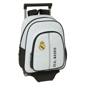 School Rucksack with Wheels Real Madrid C.F. White Grey 28 x 34 x 10 cm by Real Madrid C.F., Children's Backpacks - Ref: S431...