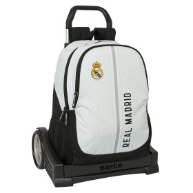 Mochila Escolar con Ruedas Real Madrid C.F. 24/25 Blanco Gris 32 x 44 x 16 cm de Real Madrid C.F., Mochilas infantiles - Ref:...