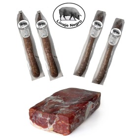 Grain-fed Iberico Ham Linaje Negro 8 kg Chorizo x 2 Iberian Salchichón Extra x 2 by Linaje Negro, Ham - Ref: D0600161, Price:...