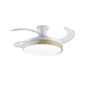 Ventilador de Teto com Luz Romimex Branco Natural de Romimex, Ventoinhas de teto com candeeiro - Ref: D1616504, Preço: 116,79...