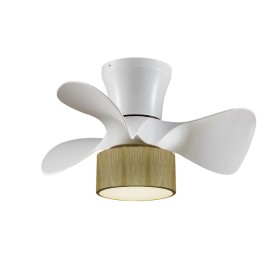 Ventilador de Teto com Luz Romimex Branco Natural de Romimex, Ventoinhas de teto com candeeiro - Ref: D1616542, Preço: 100,42...