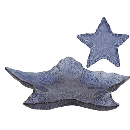 Tabuleiro de Bolso Romimex Azul Vidro Estrela 35 x 5 x 35 cm de Romimex, Bandejas - Ref: D1617184, Preço: 23,04 €, Desconto: %