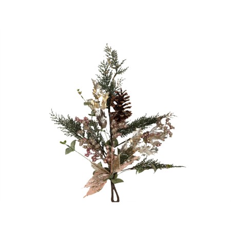 Christmas bauble Romimex Brown Green Pink Flowers Pine cone Branch 28 x 53 x 28 cm by Romimex, Christmas - Ref: D1617545, Pri...