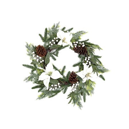 Coroa de Natal Romimex Branco Castanho Verde Polietileno Bloemen 60 x 60 x 60 cm de Romimex, Natal - Ref: D1617577, Preço: 46...