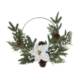 Couronne de Noël 20,32 cm 22 x 8 x 22 cm Argenté Bois Vert Plastique | Tienda24 - Global Online Shop Tienda24.eu