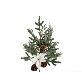 Christmas bauble Romimex White Brown Green Flowers Pine cone Branch Fir 40 x 58 x 40 cm by Romimex, Christmas - Ref: D1617581...