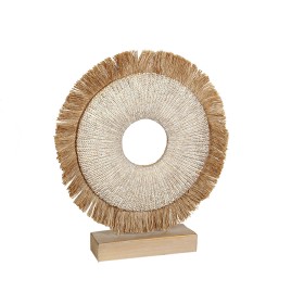 Figura Decorativa Romimex Bege Natural 8 x 40 x 36 cm Com franja Disco de Romimex, Adornos - Ref: D1617803, Preço: 62,64 €, D...